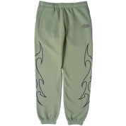 OVERSIZED LUX "TRIBAL" SWEATPANTS - GREEN / BLACK