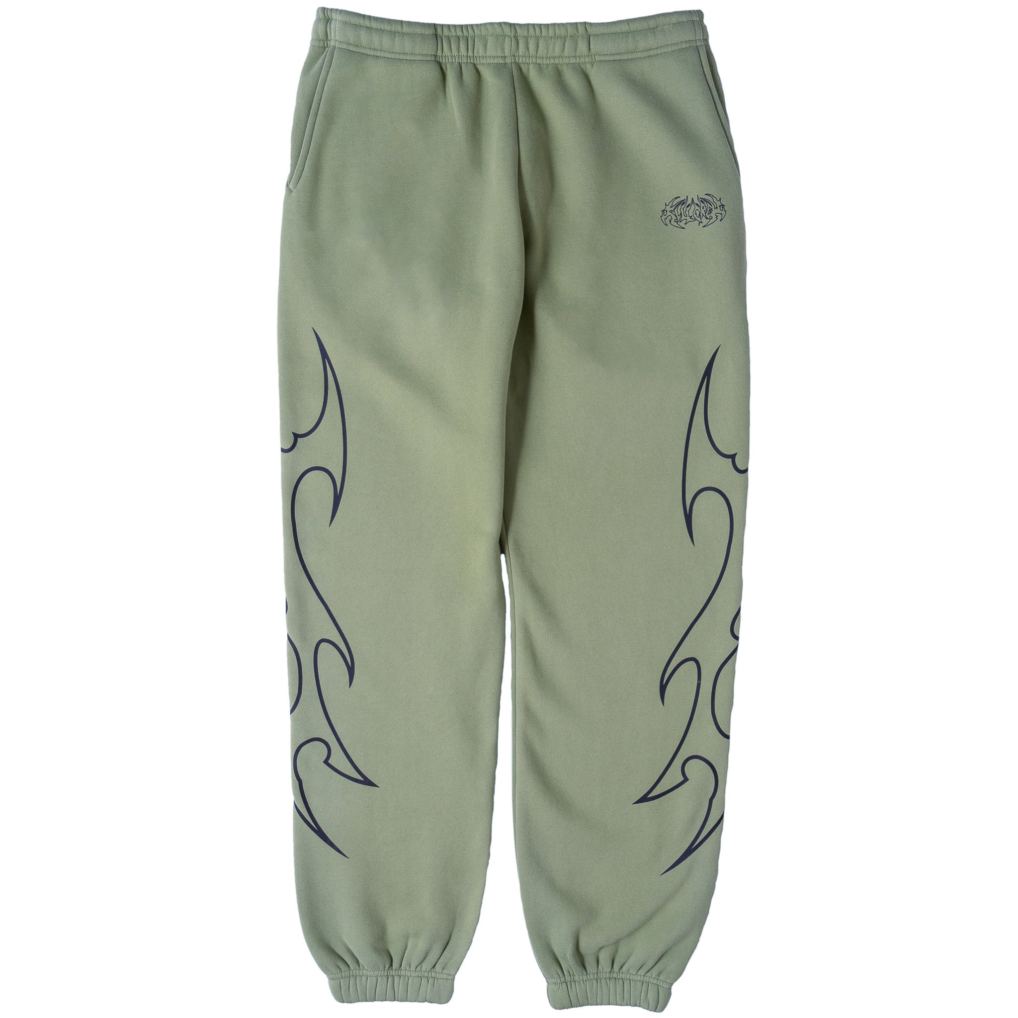 OVERSIZED LUX "TRIBAL" SWEATPANTS - GREEN / BLACK