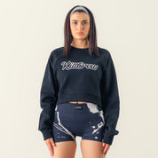 SCRIPT CROP CREW NECK - BLACK