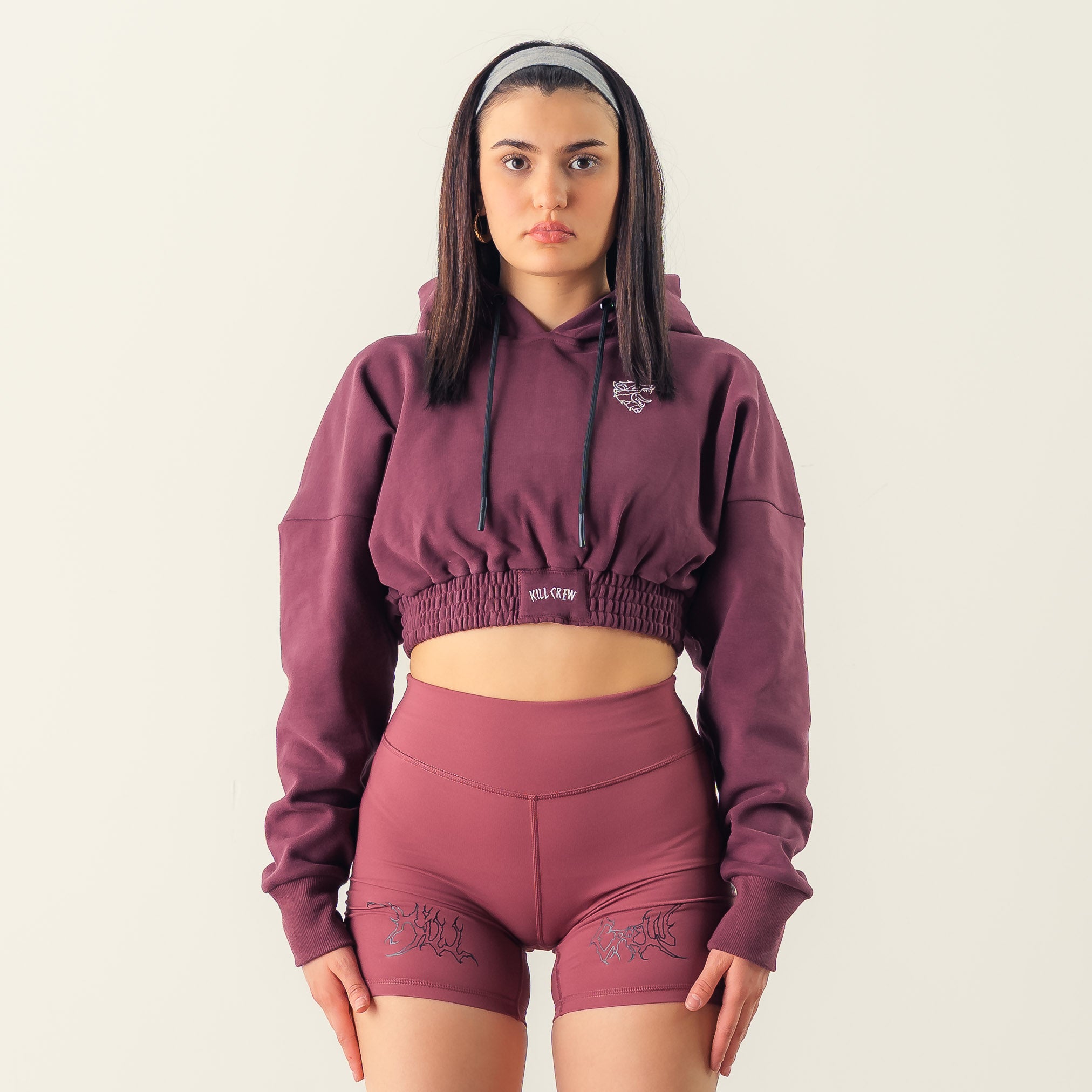 KILL CREW CROP HOODIE - MAROON