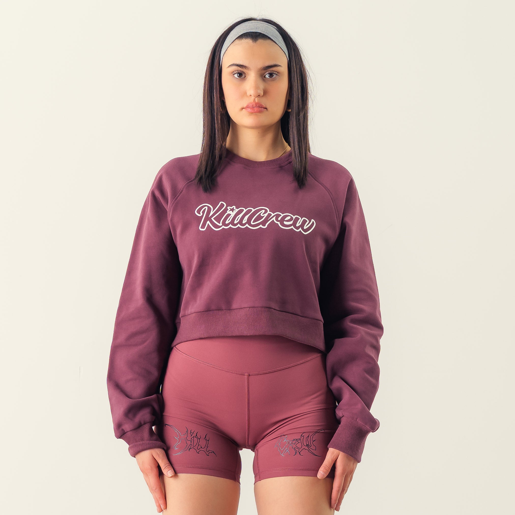SCRIPT CROP CREW NECK - MAROON – Kill Crew