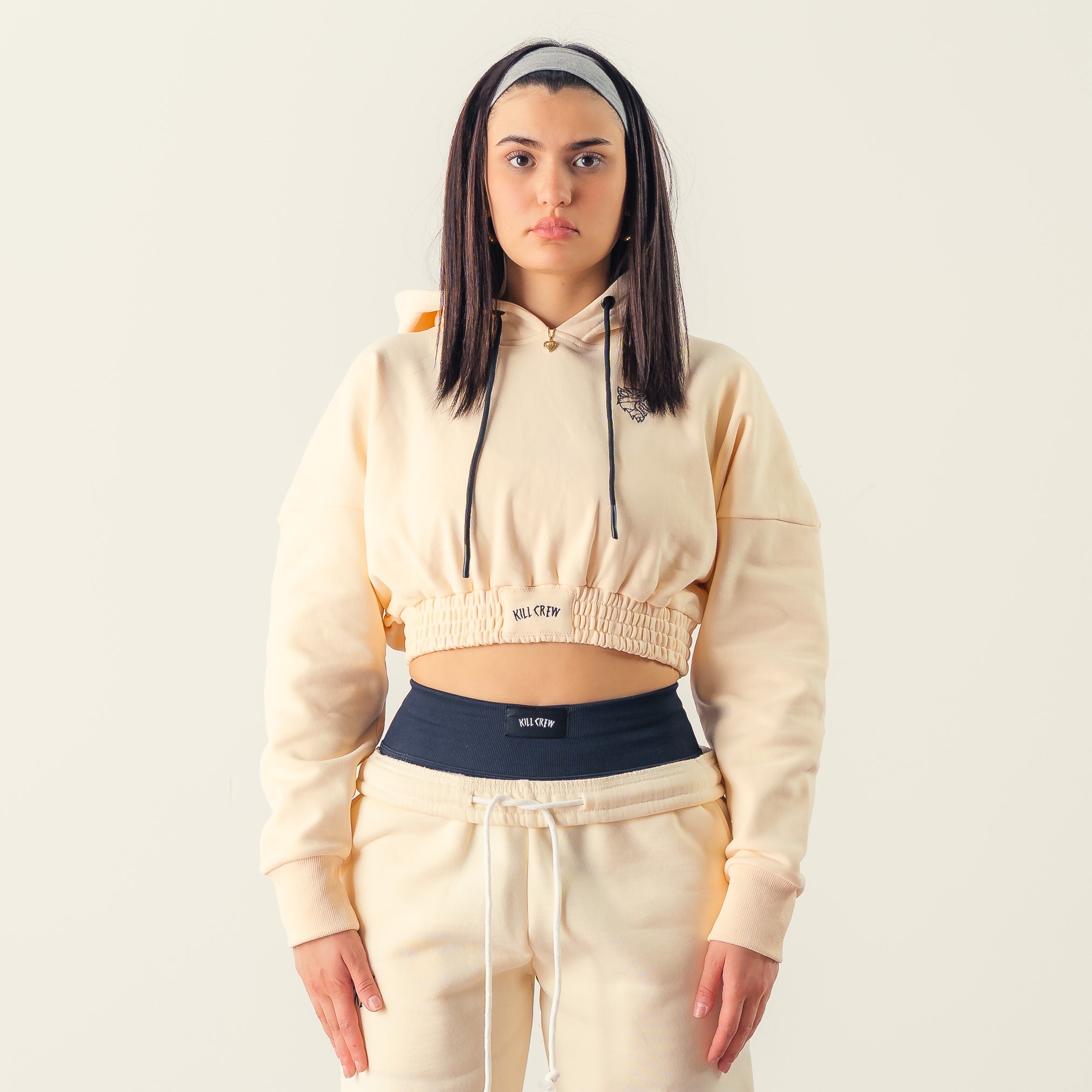 KILL CREW CROP HOODIE CREAM – Kill Crew