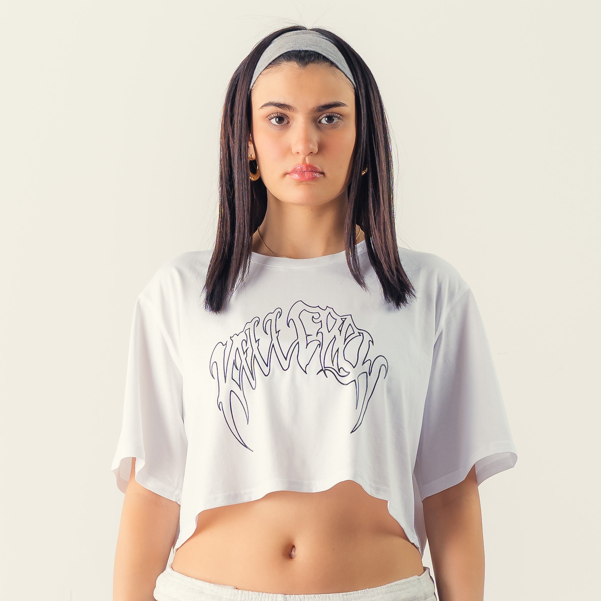 WOLF CROP TOP - WHITE / BLACK