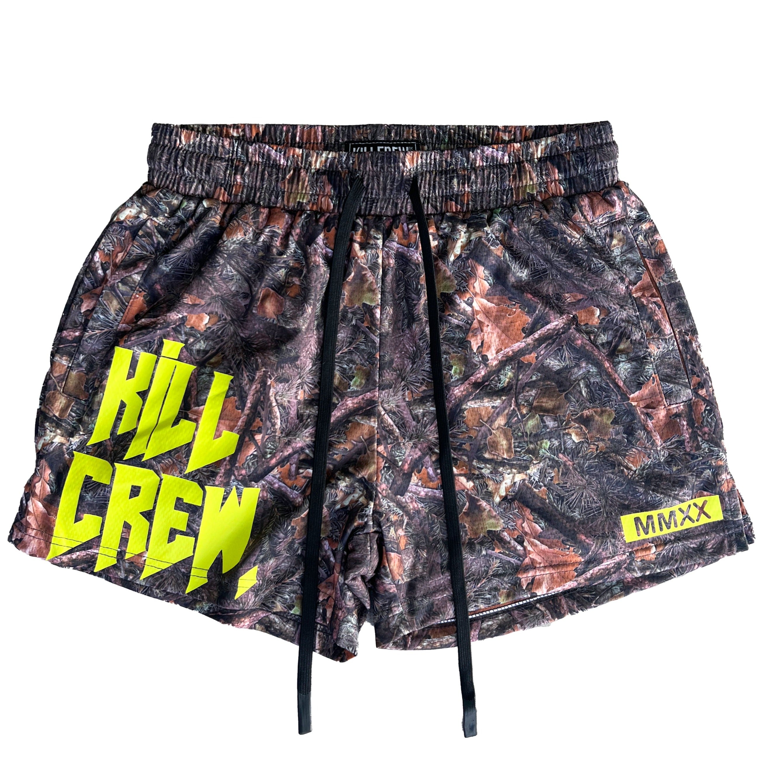 MUAY THAI SHORTS (MID THIGH CUT) CAMO GREEN – Kill Crew