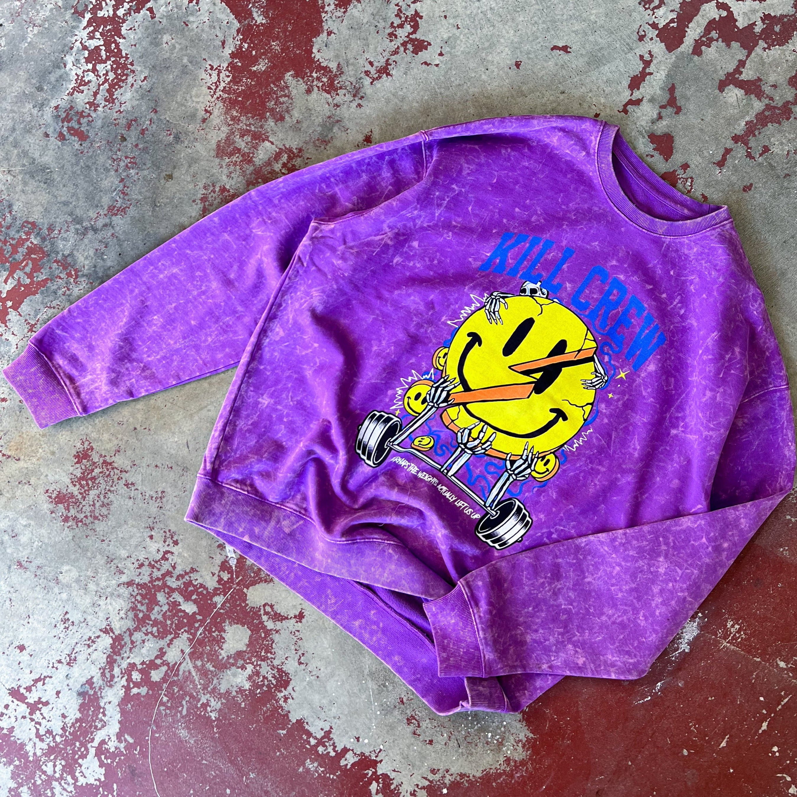 OVERSIZED LUX "WEIGHTS LIFT US UP" CREW NECK - PURPLE