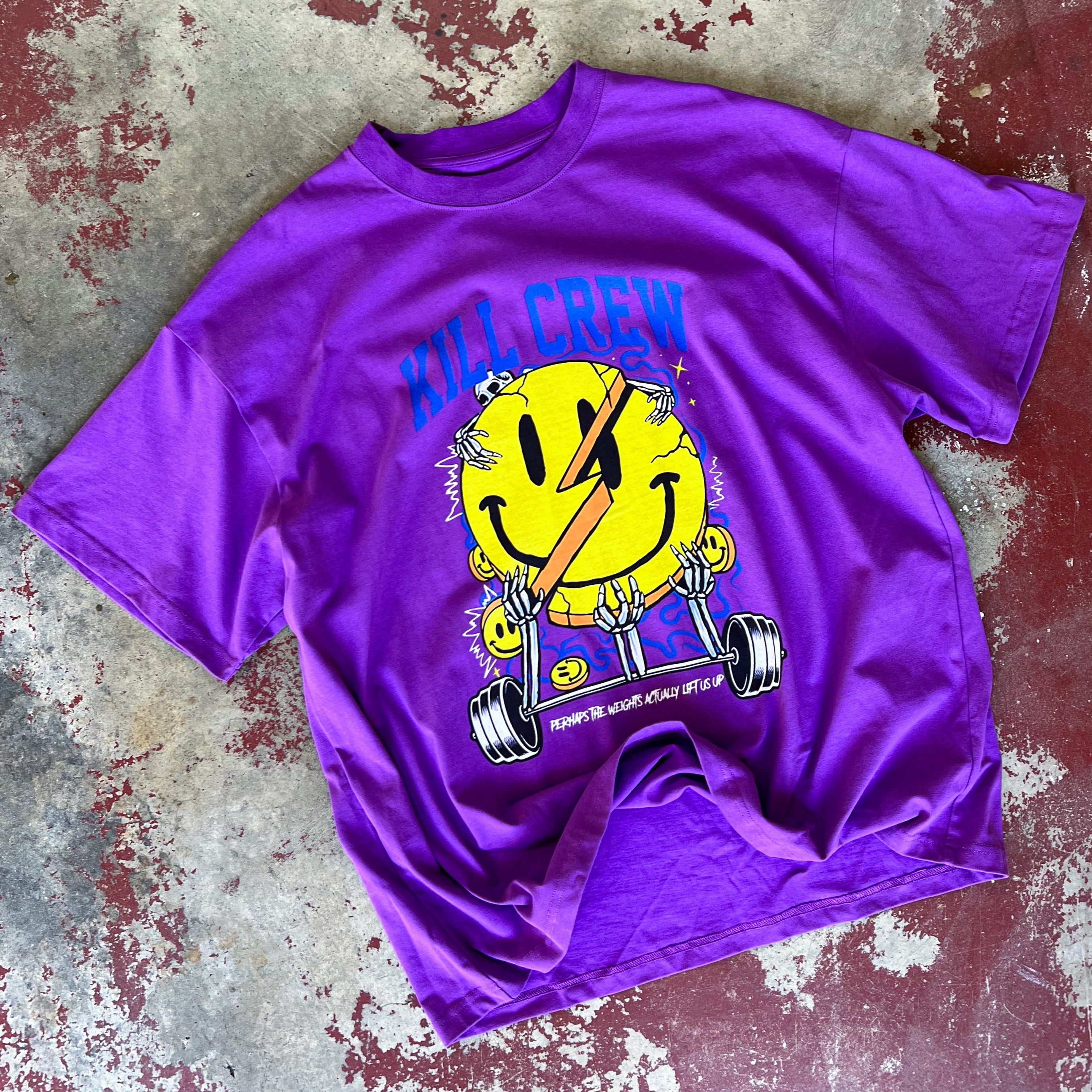 OVERSIZED "WEIGHTS LIFT US UP" T-SHIRT - PURPLE