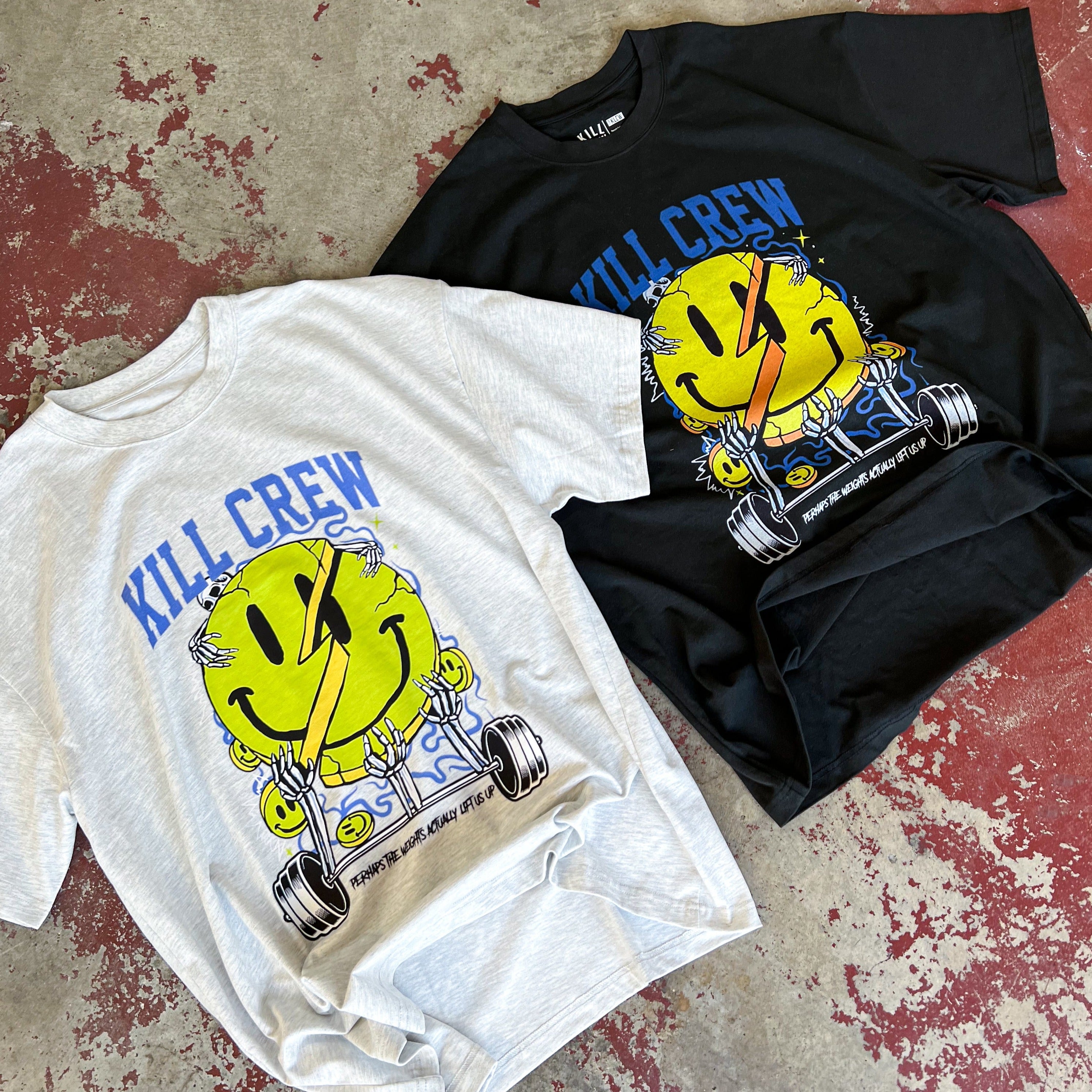 OVERSIZED "WEIGHTS LIFT US UP" T-SHIRT - BLACK