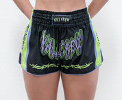 RETRO THAI FIGHT SHORTS - BLACK / GREEN
