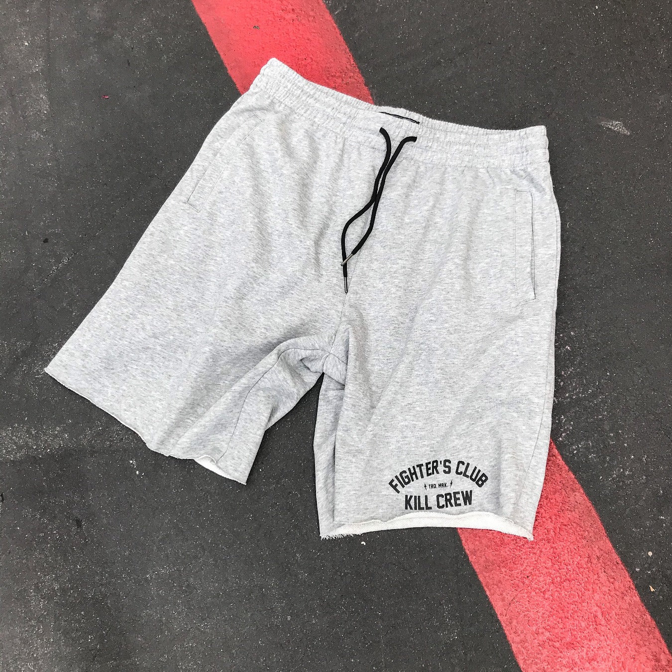 RELAXED CUT FIGHTER'S CLUB SHORTS - GREY