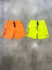 RELAXED CUT EMBROIDERED FLAG SHORTS - ORANGE