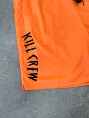 RELAXED CUT EMBROIDERED FLAG SHORTS - ORANGE