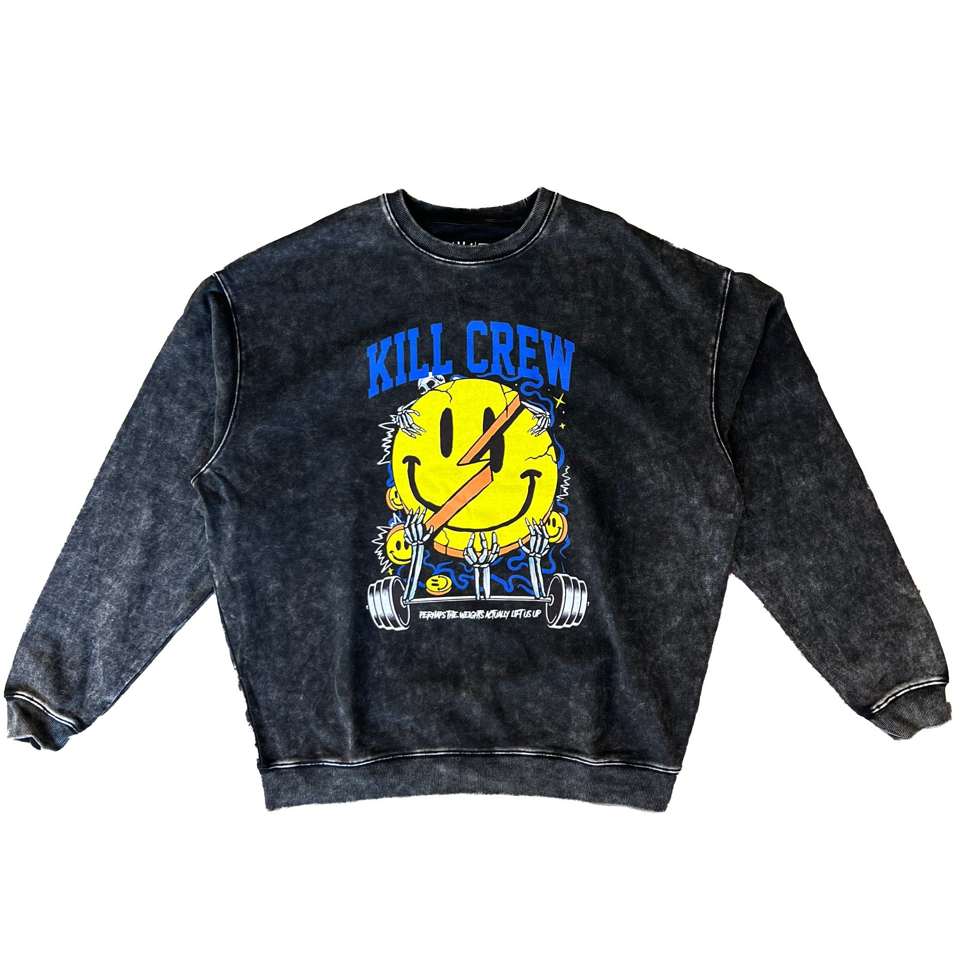 OVERSIZED LUX "WEIGHTS LIFT US UP" CREW NECK - BLACK