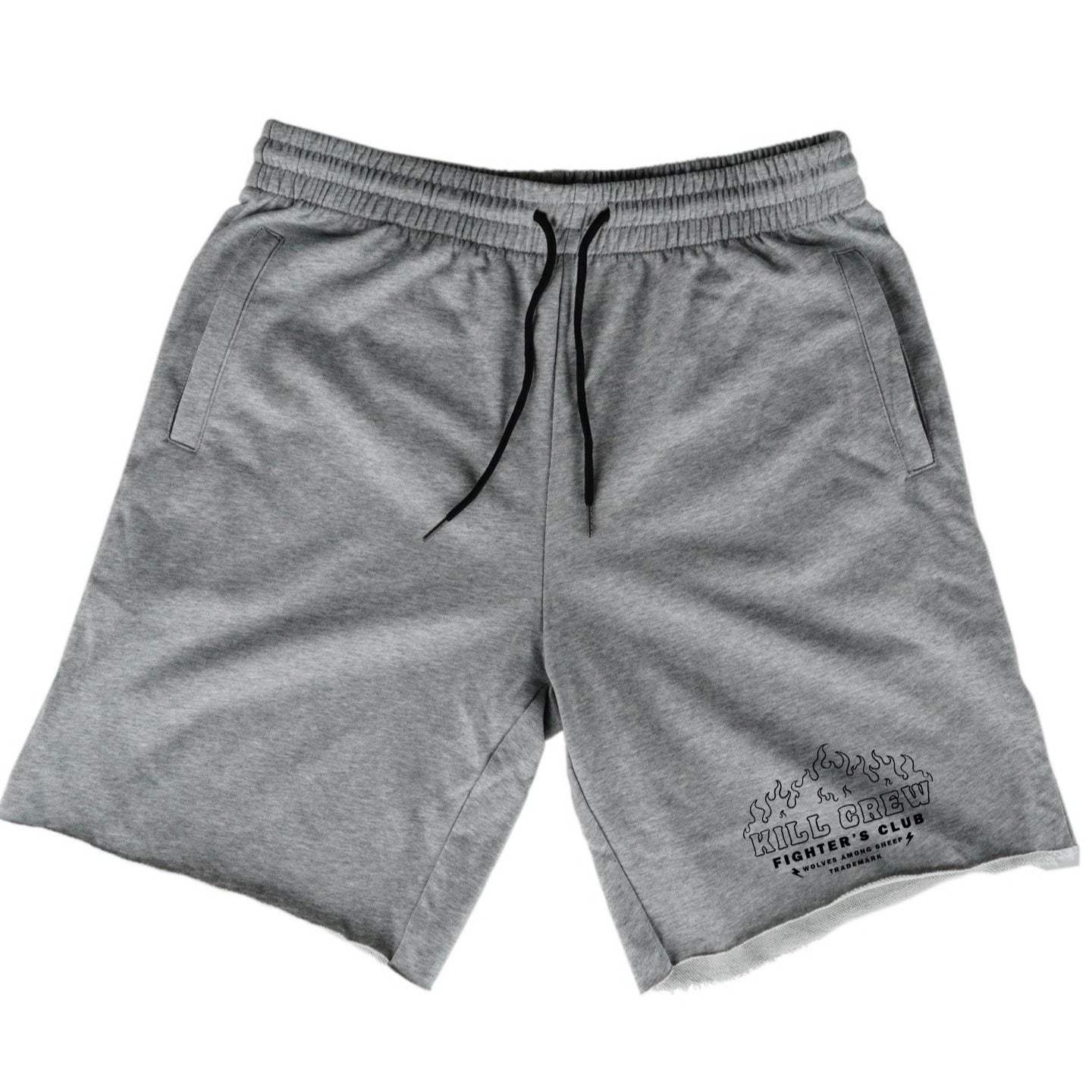 RELAXED CUT FIGHTER'S CLUB FLAME SHORTS - HEATHER GREY