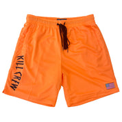 RELAXED CUT EMBROIDERED FLAG SHORTS - ORANGE