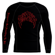 LONE WOLF RASH GUARD - BLACK / RED