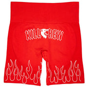 SEAMLESS FLAMES BIKER SHORTS - RED / WHITE