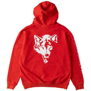 OVERSIZED LUX "LONE WOLF" HOODIE - RED / WHITE