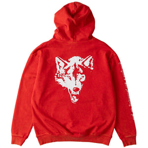 OVERSIZED LUX "LONE WOLF" HOODIE - RED / WHITE