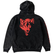 OVERSIZED LUX "LONE WOLF" HOODIE - BLACK / RED