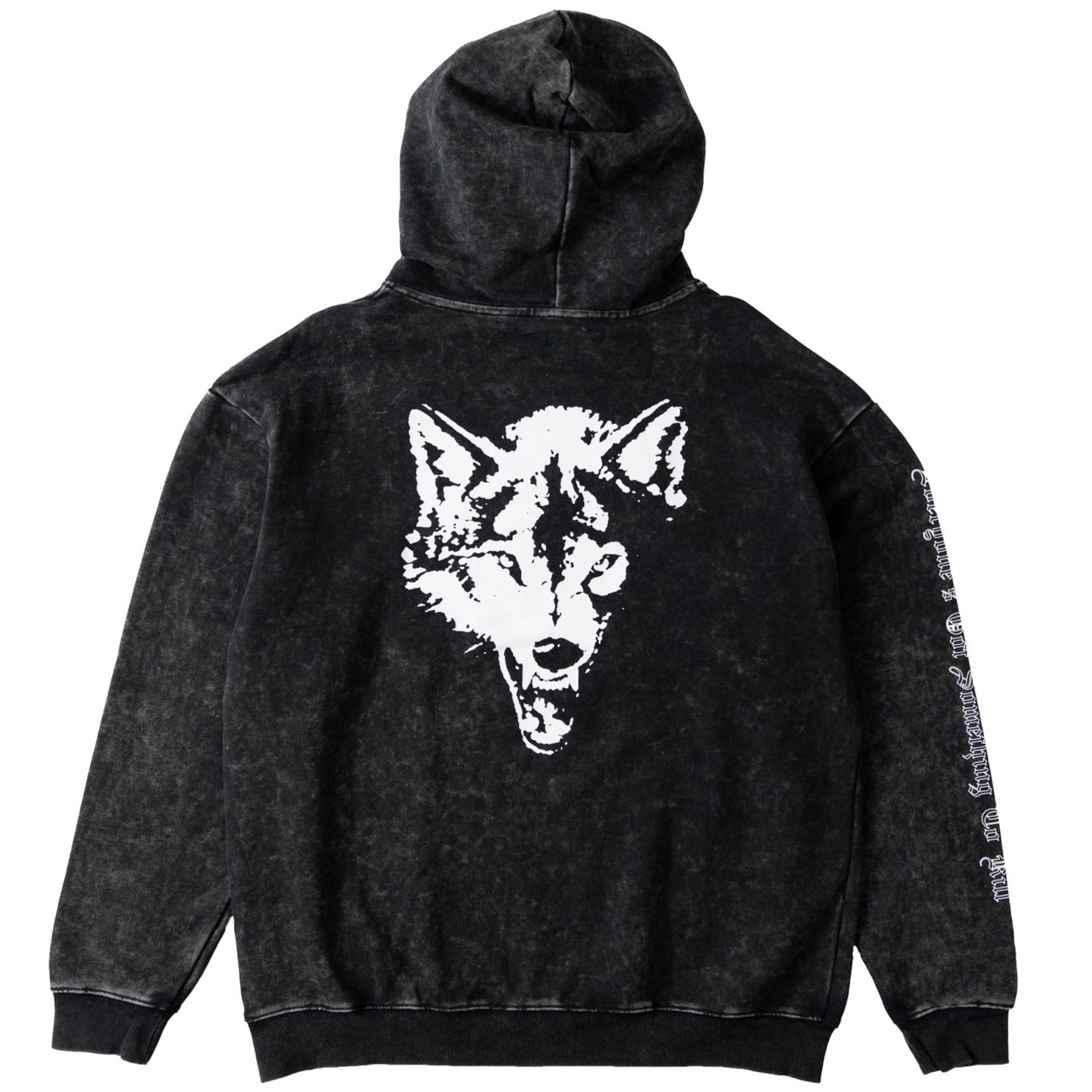 OVERSIZED LUX " LONE WOLF" HOODIE - BLACK / WHITE