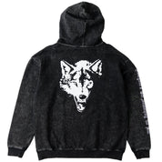 OVERSIZED LUX " LONE WOLF" HOODIE - BLACK / WHITE