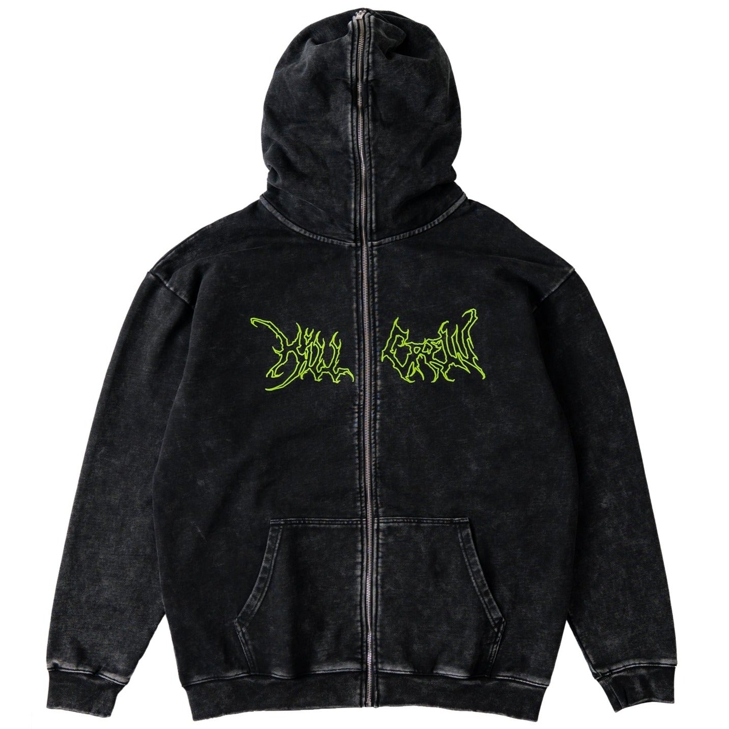 OVERSIZED LUX WOLF ZIP UP HOODIE - BLACK / GREEN – Kill Crew