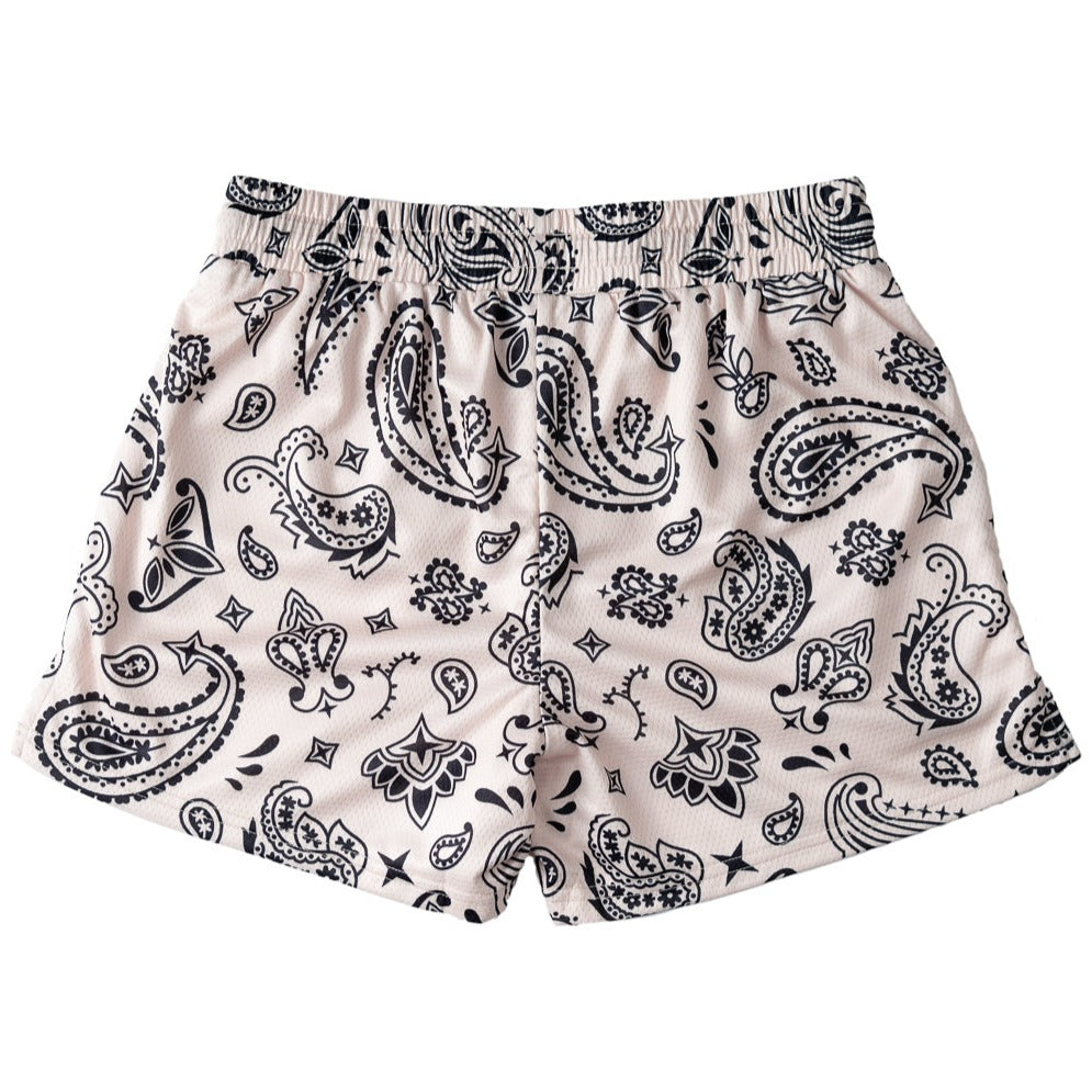 MUAY THAI SHORTS (MID THIGH CUT) BANDANA - CREAM / BLACK – Kill Crew