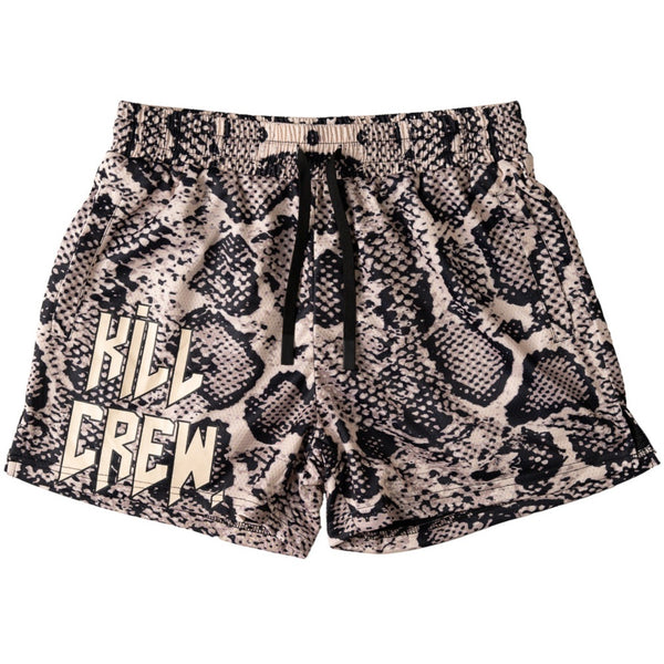 MUAY THAI SHORTS (MID THIGH CUT) SNAKE - BLACK / CREAM – Kill Crew