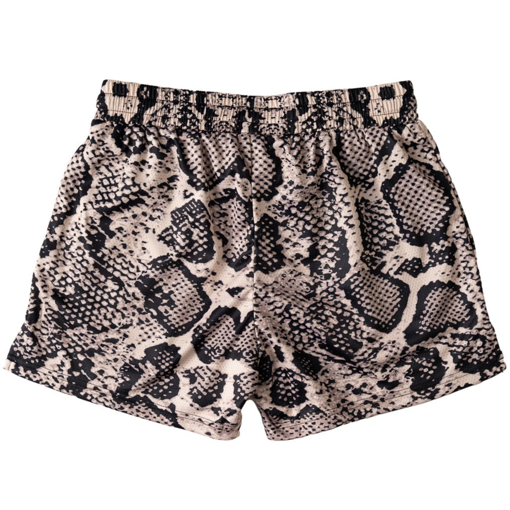 MUAY THAI SHORTS (MID THIGH CUT) SNAKE - BLACK / CREAM – Kill Crew