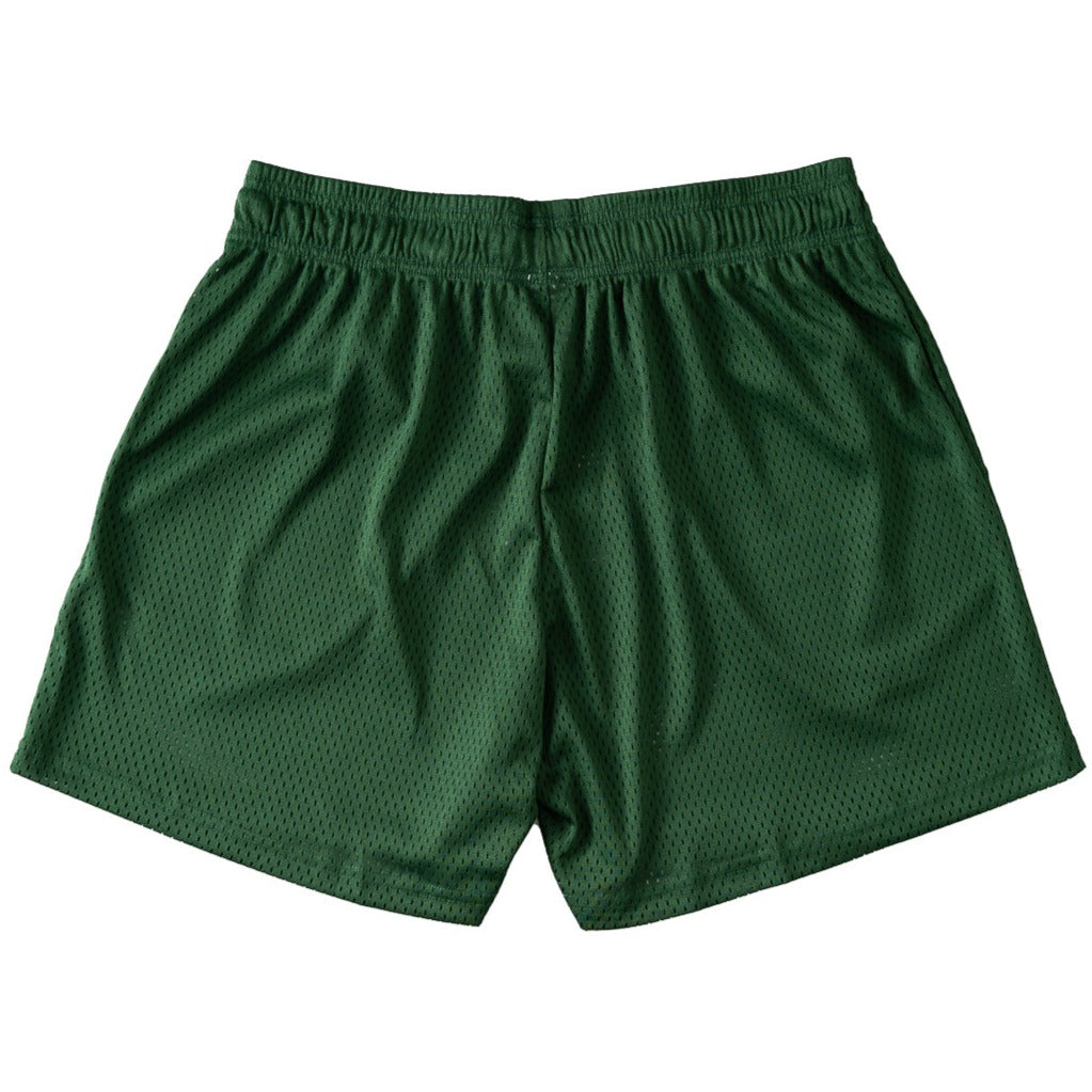 VENTED MESH SCRIPT SHORTS - GREEN / GOLD - Kill Crew