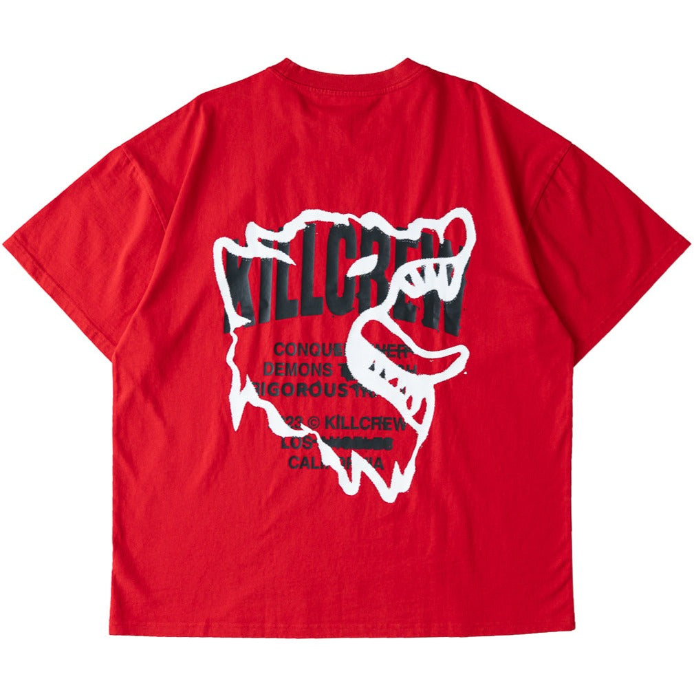 RELAXED FIT LUX CONQUER INNER DEMONS T-SHIRT - RED / WHITE