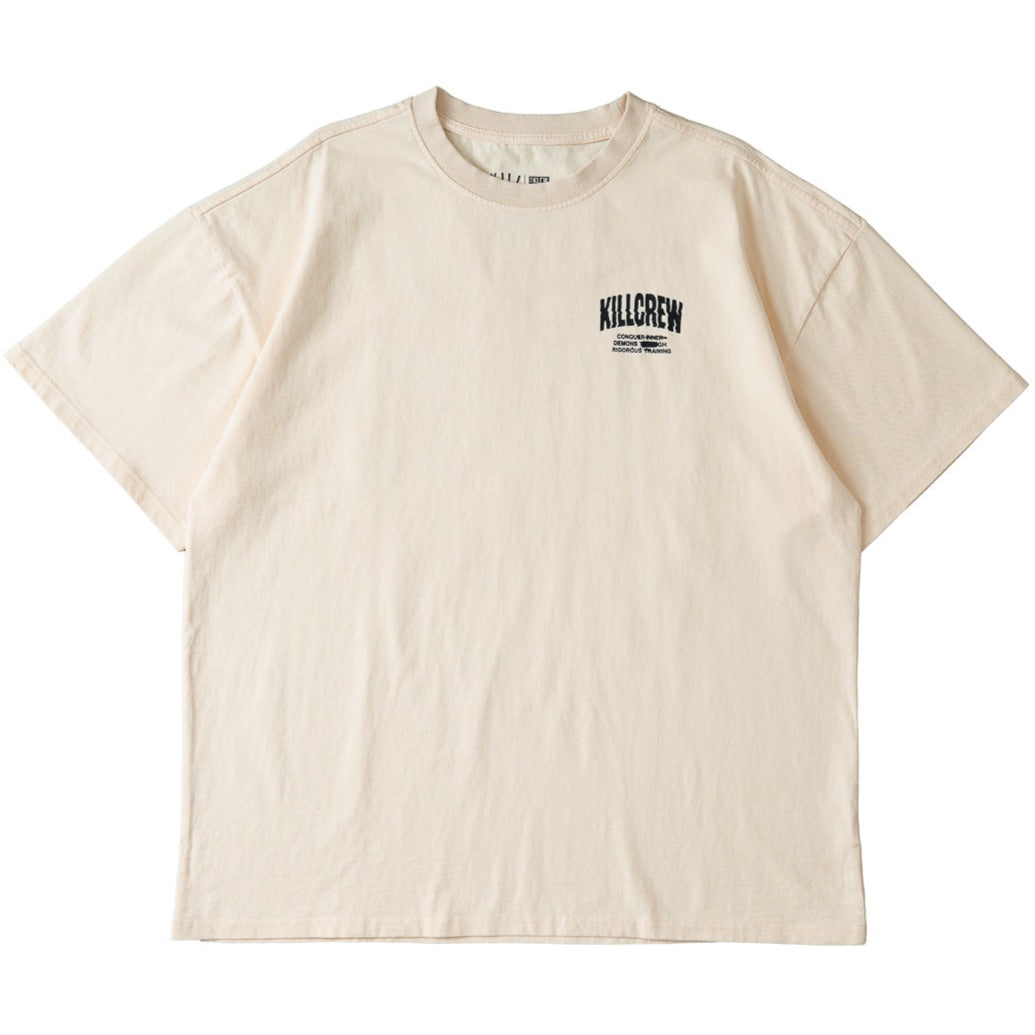 OVERSIZED LUX CONQUER INNER DEMONS T-SHIRT - CREAM / RED