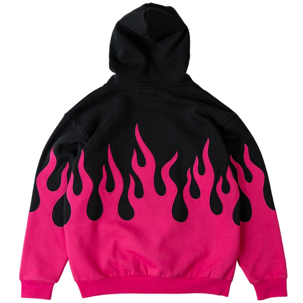 OVERSIZED PREMIUM HEATER HOODIE - BLACK / PINK