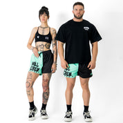 MUAY THAI SHORTS (MID THIGH CUT) 2 TONE - MINT / BLACK