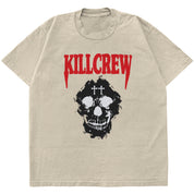 OVERSIZED "KILL CREW SKULL" T-SHIRT - CREAM / RED