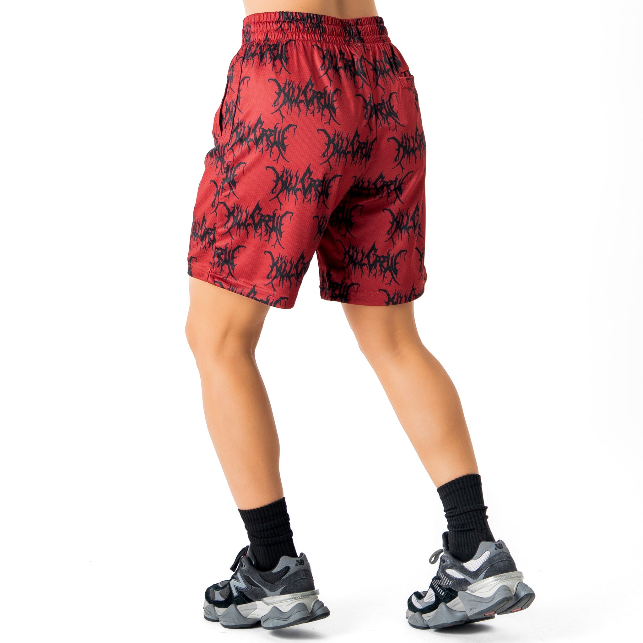 RELAXED CUT SHORTS ALL OVER - RED / BLACK