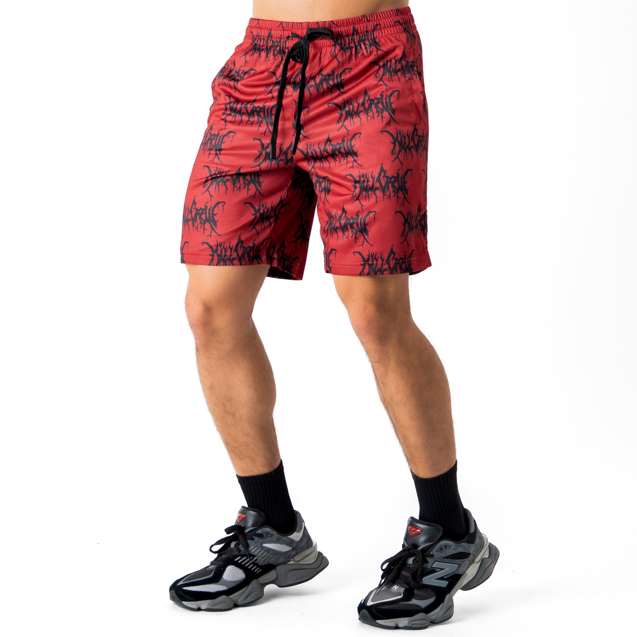 RELAXED CUT SHORTS ALL OVER - RED / BLACK