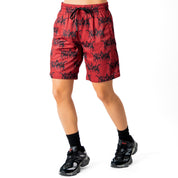 RELAXED CUT SHORTS ALL OVER - RED / BLACK