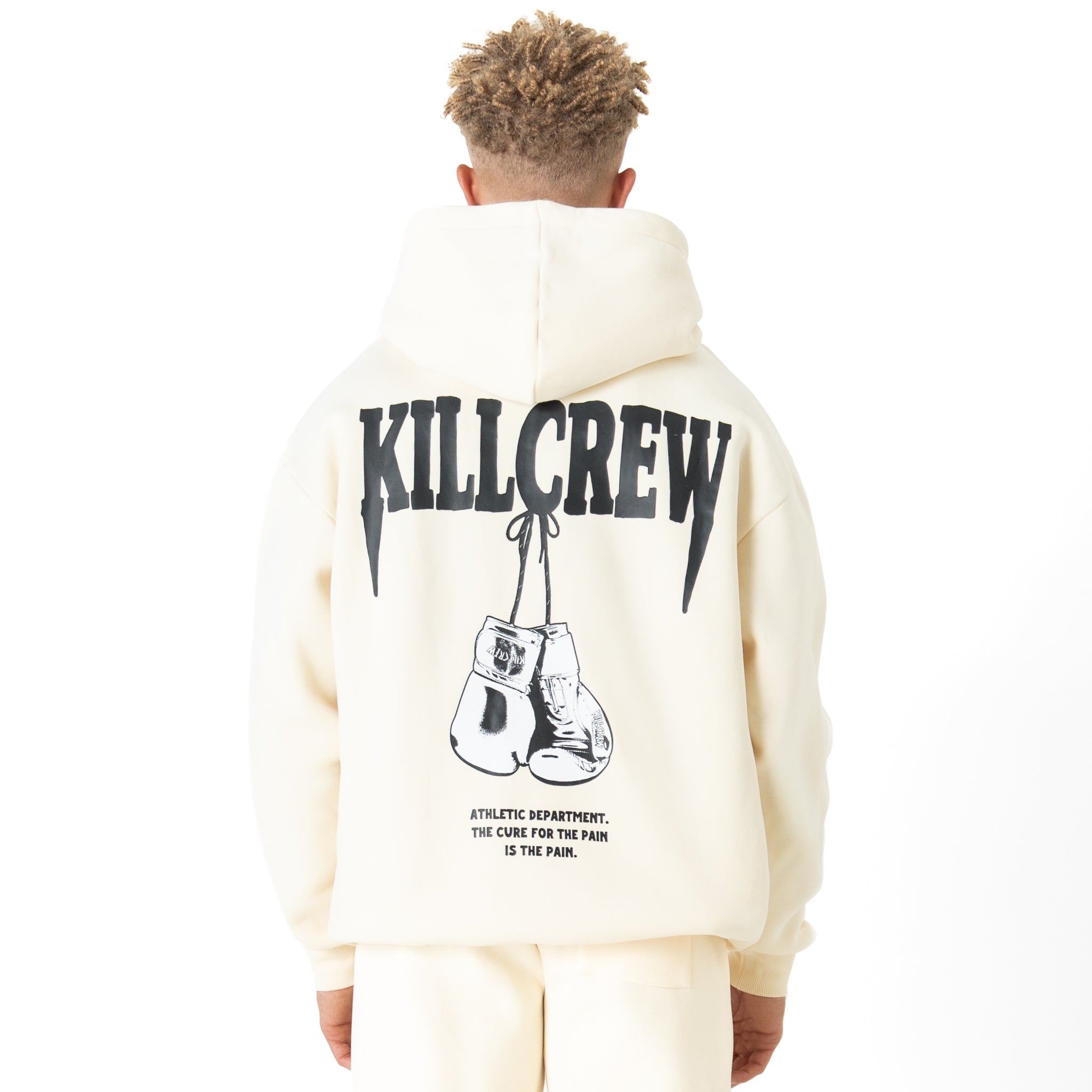 OVERSIZED LUX "ATHLETIC DEPARTMENT" HOODIE - CREAM