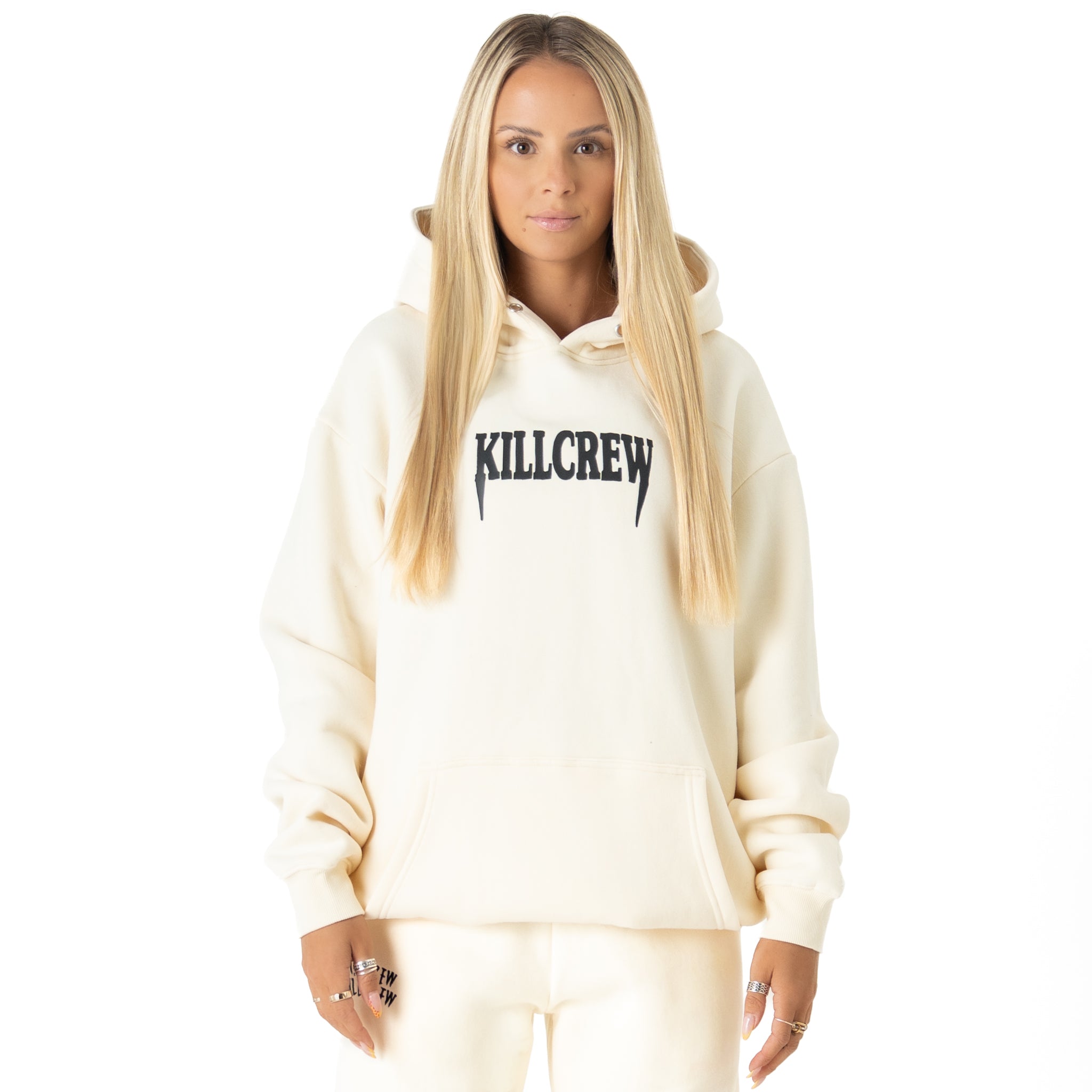 OVERSIZED LUX "ATHLETIC DEPARTMENT" HOODIE - CREAM