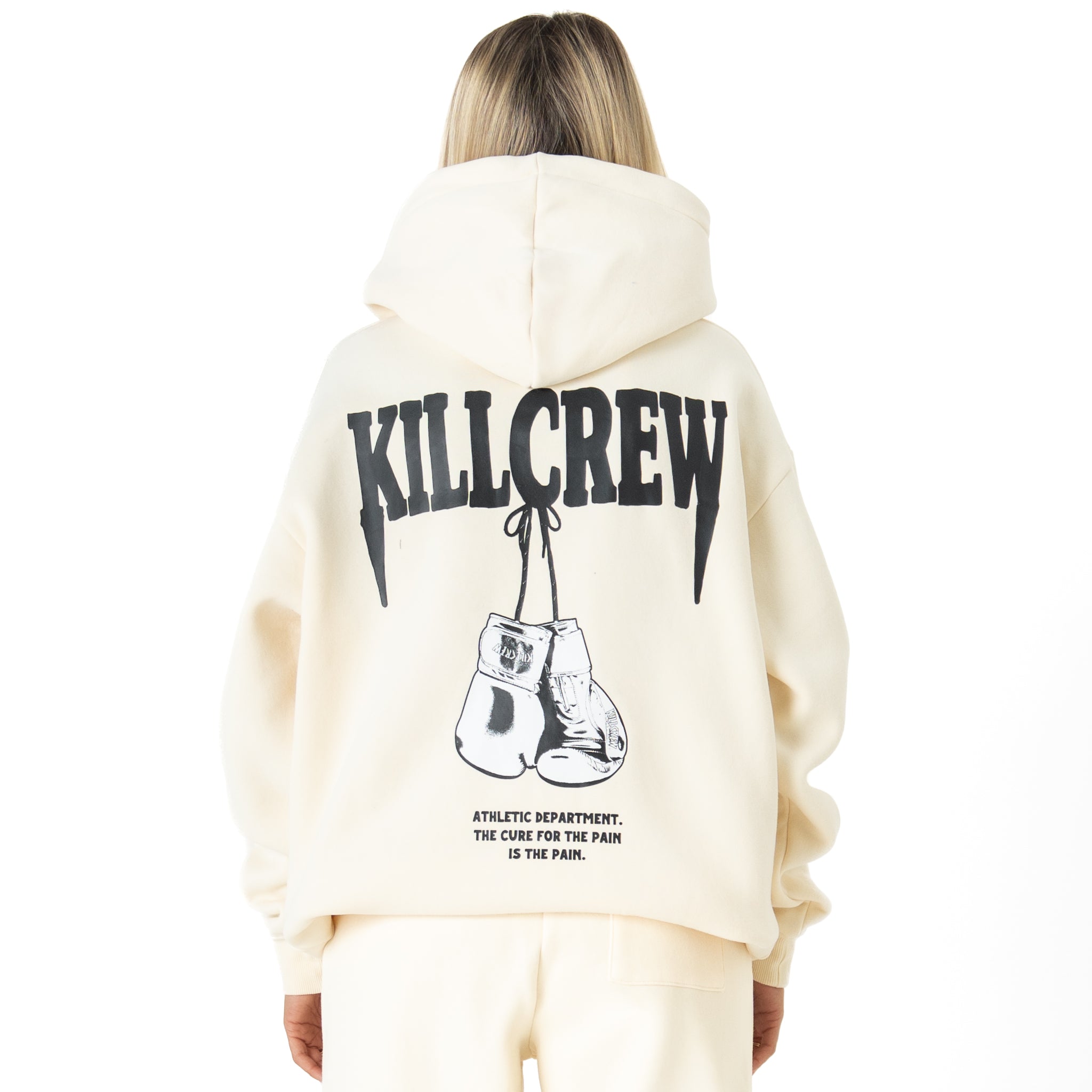 OVERSIZED LUX "ATHLETIC DEPARTMENT" HOODIE - CREAM