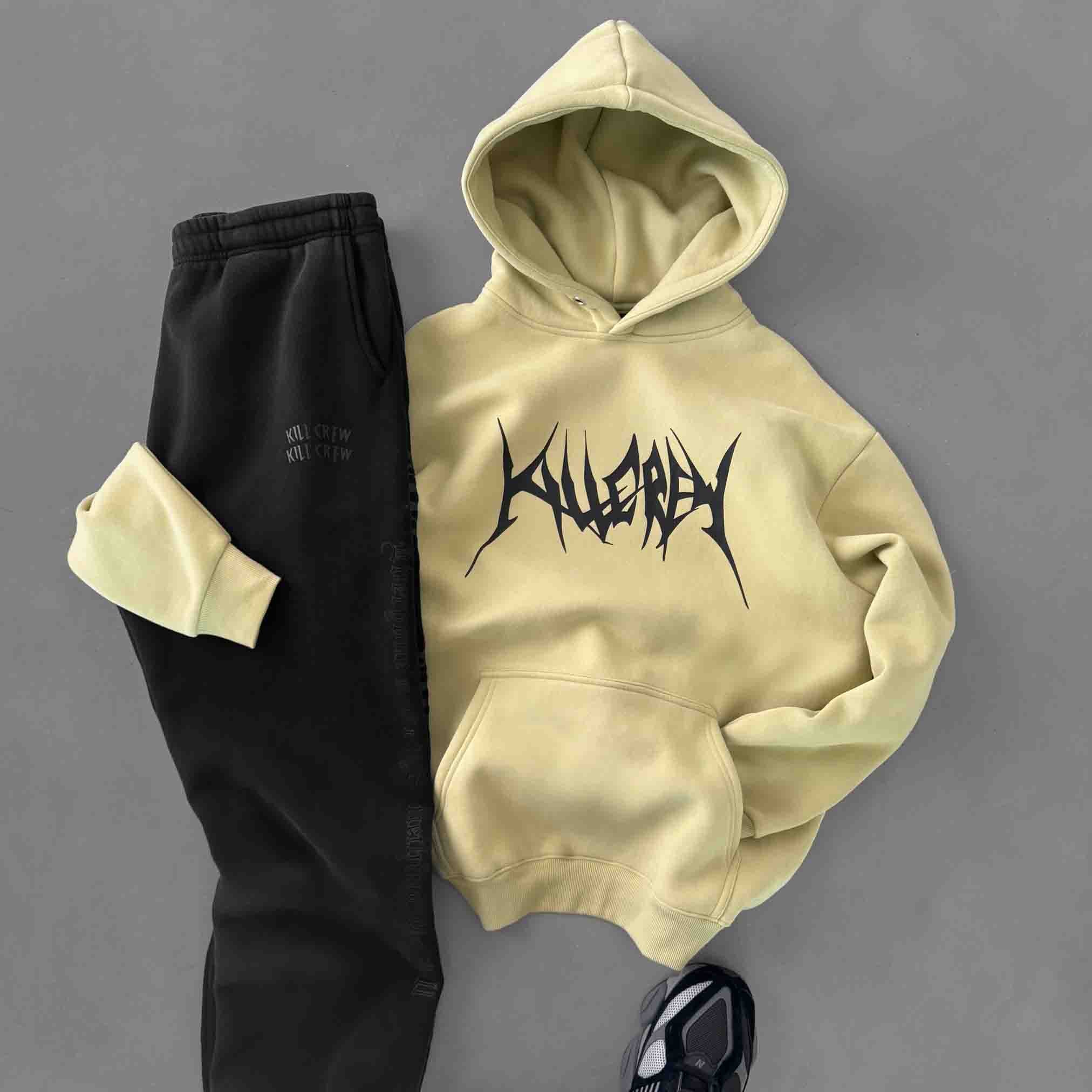OVERSIZED LUX HOODIE "BUILT TO DESTROY" HOODIE - GREEN / BLACK