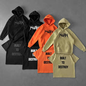 OVERSIZED LUX HOODIE "BUILT TO DESTROY" HOODIE - GREEN / BLACK