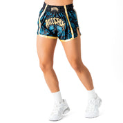 BANDANA FIGHT SHORTS - TEAL / GOLD