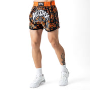 BANDANA FIGHT SHORTS - BLACK / ORANGE