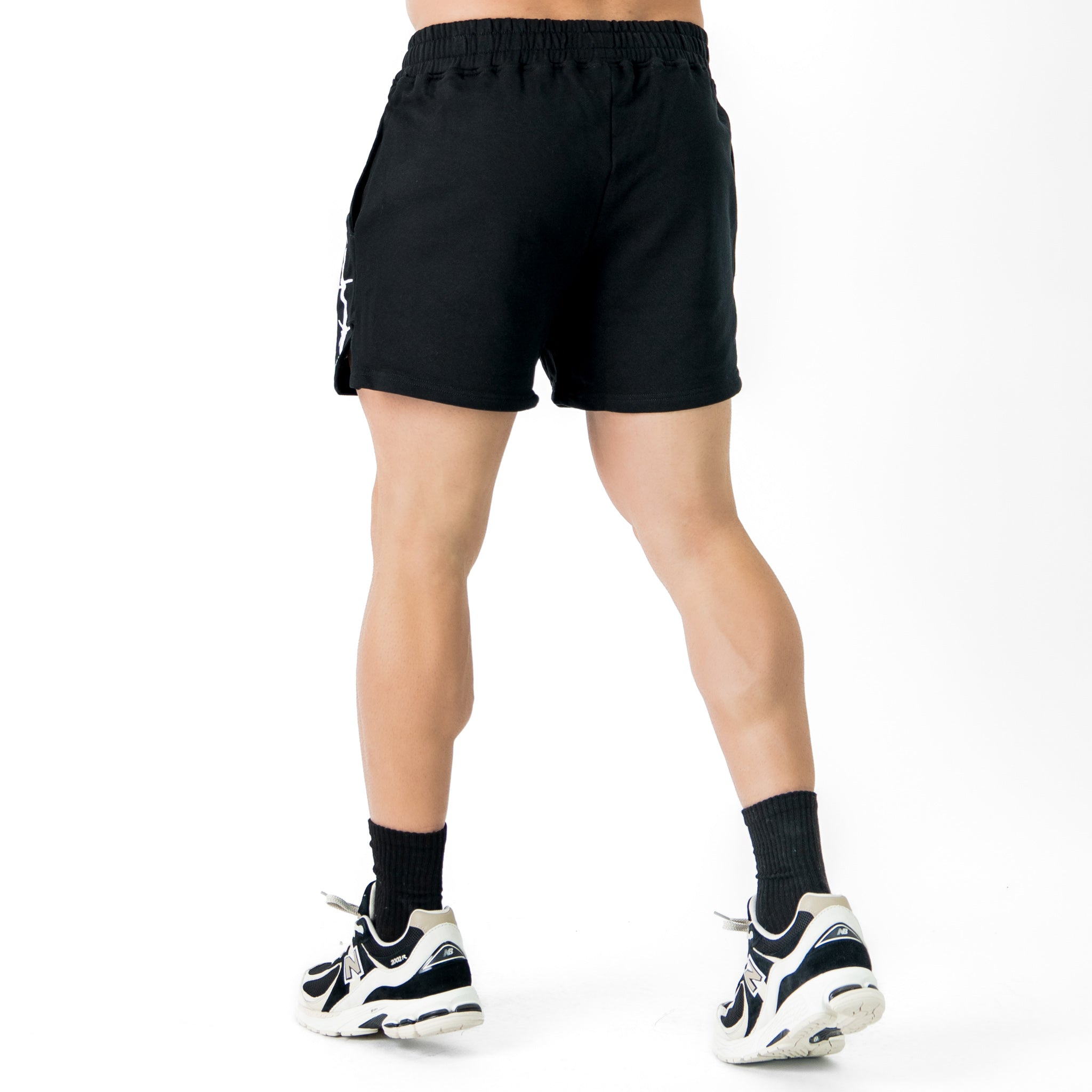 COTTON SHORTS (MID THIGH CUT) BARBWIRE - BLACK / WHITE