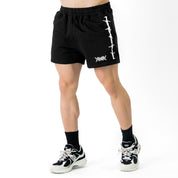 COTTON SHORTS (MID THIGH CUT) BARBWIRE - BLACK / WHITE