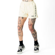 COTTON SHORTS (MID THIGH CUT) BARBWIRE - CREAM / BLACK