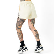 COTTON SHORTS (MID THIGH CUT) BARBWIRE - CREAM / BLACK