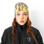 FLAME SKULL CAP BEANIE - BROWN / YELLOW